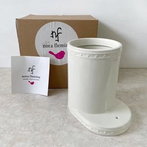 Retired Nora Fleming H6 Pearl Dot Utensil Crock w/Original Box Stoneware Signed